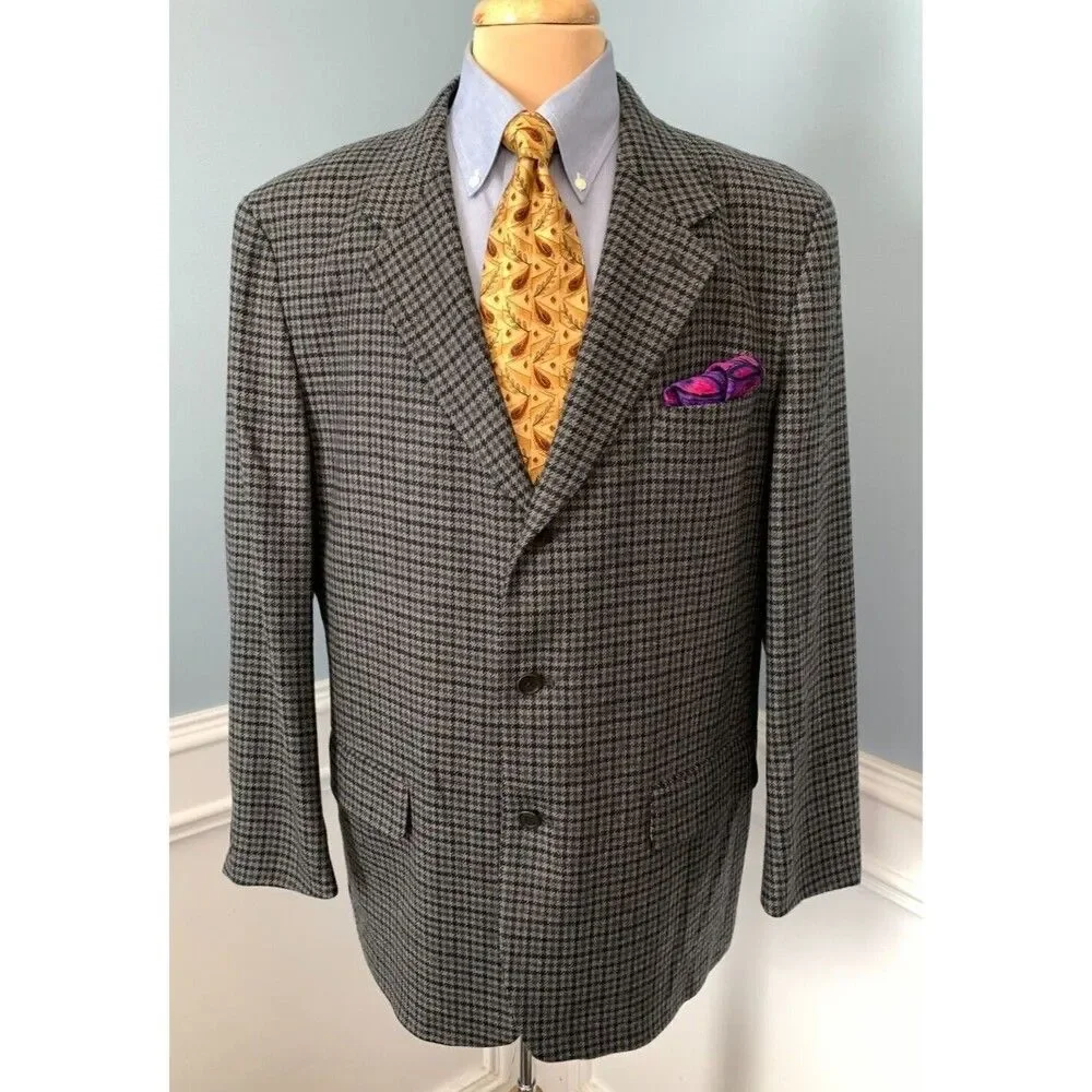 J Crew Oarsman Tweed Blazer Mens 44R Wool Houndstooth Jacket Sportcoat